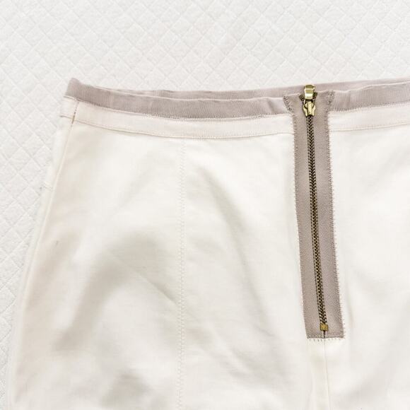 Club Monaco Cream Pencil Skirt Contrast Brown Band Size 8 - Picture 7 of 7